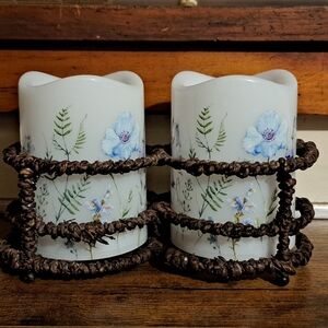 Candle/soap Dispenser Holder Leather Wrapped Wire